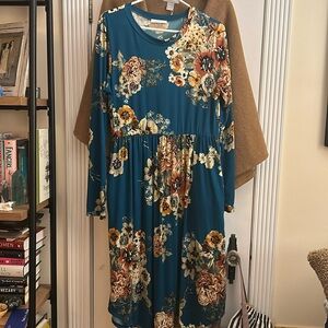 Sweet floral knit midi dress